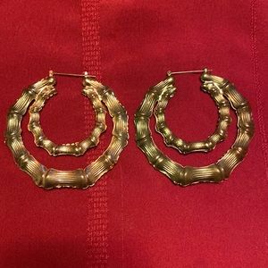 Reversible bamboo style earrings